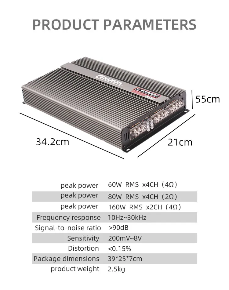 K-618 Hot Model Class AB 4 Channel Full Range Amplifier KL-618 High Quality 4x60W Car Sound Amplififier