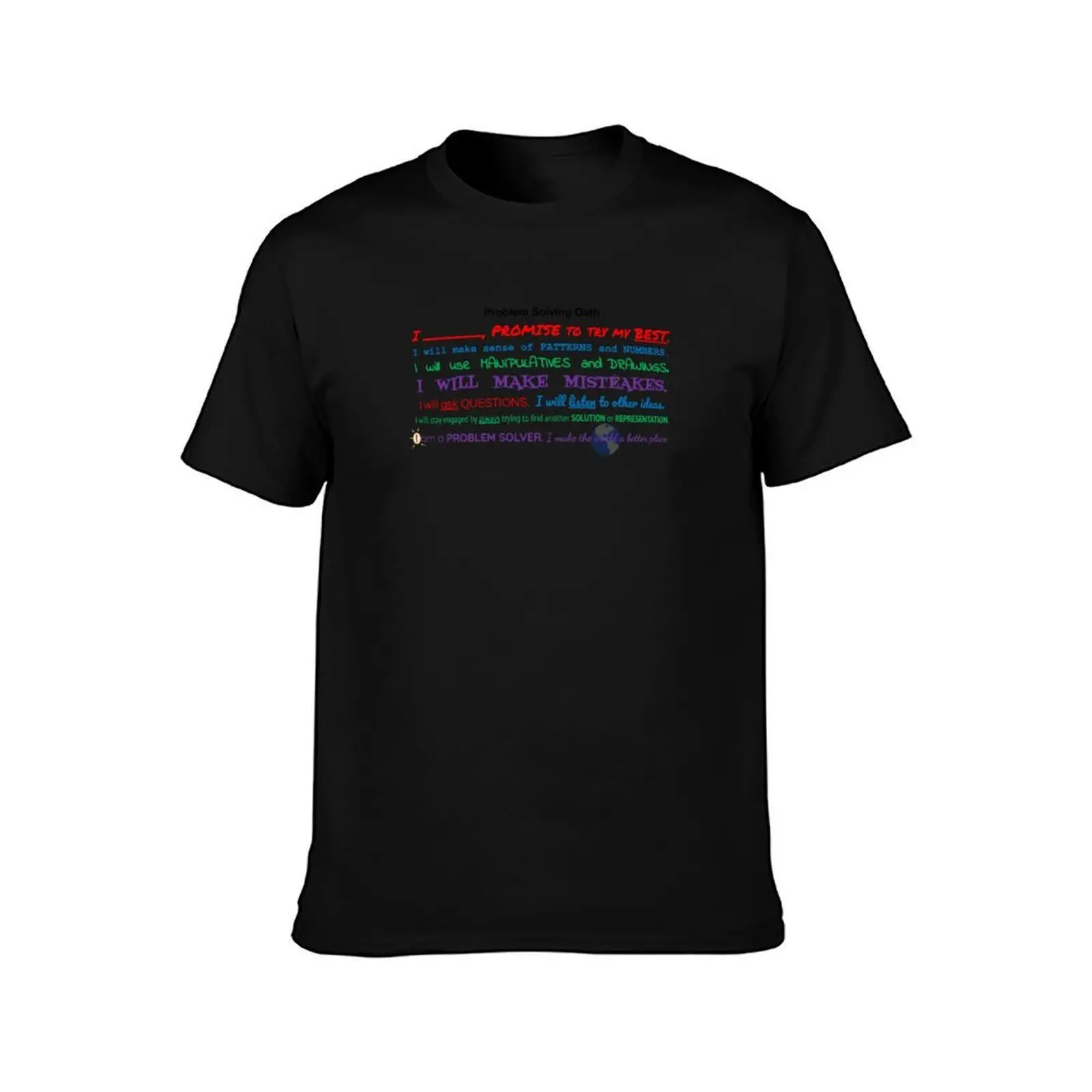 Problem Solving Oath T-Shirt, Summer Casual Cotton Tee, Oversized Streetwear Tops, Vintage Graphic Print, Loose Fit Short Sleeve