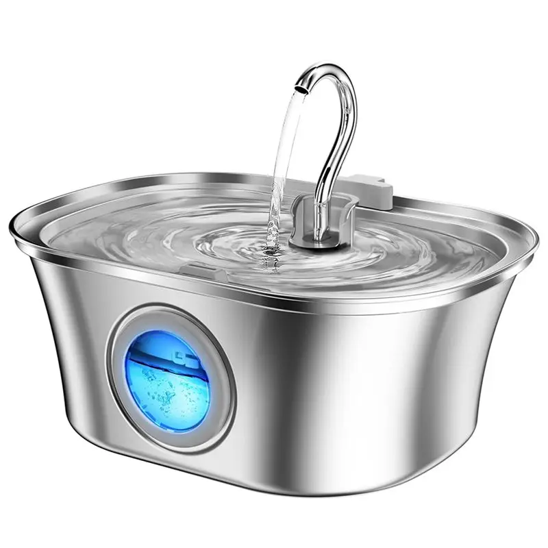 

AEE6-Cat Water Fountain With Water Level Window,Stainless Steel Automatic Pet Water Fountain,Dog Water Dispenser