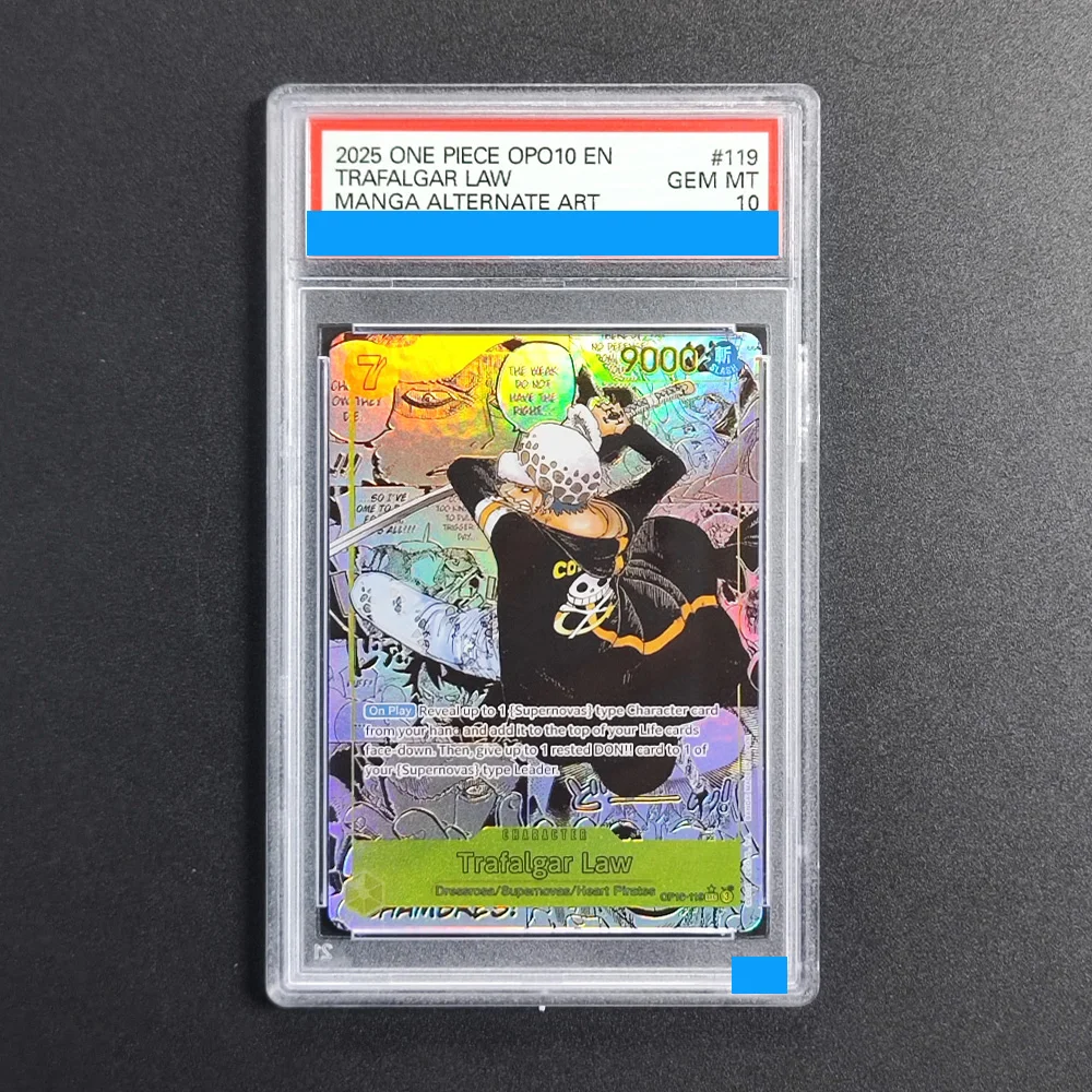 

Proxy DIY 2025 ONE PIECE OPO10 EN TRAFALGAR LAW 119 Rating Card 10 Special Art Rare Gem Mt 10 Card Holographic Labels Gift Cards