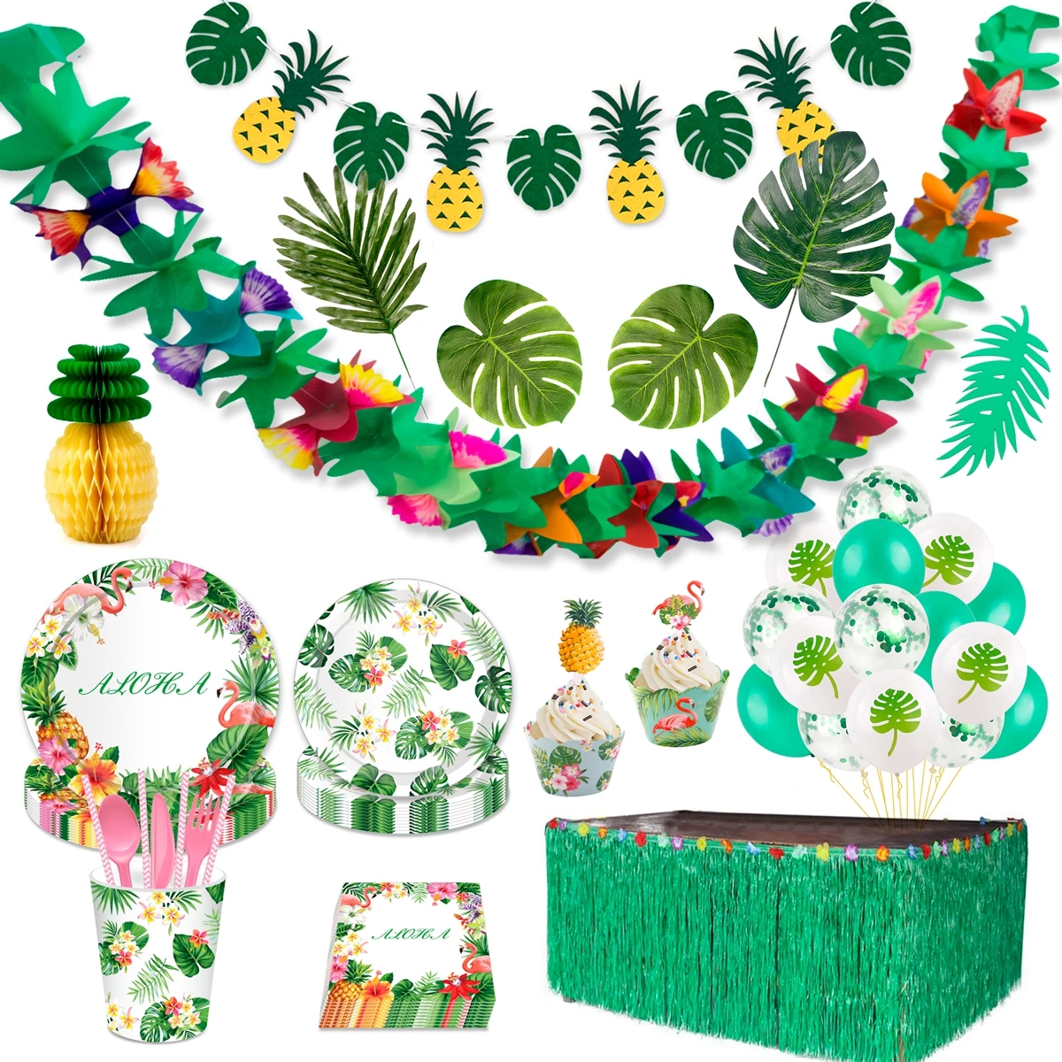 Hawaii Đảng Luau Hạc Đảng Hồng Hồng Hạc Trang Trí Dứa Mùa Hè Cưới Tiệc Sinh Nhật Bé Gái Hawaii Trang Trí Tiệc Nhiệt Đới