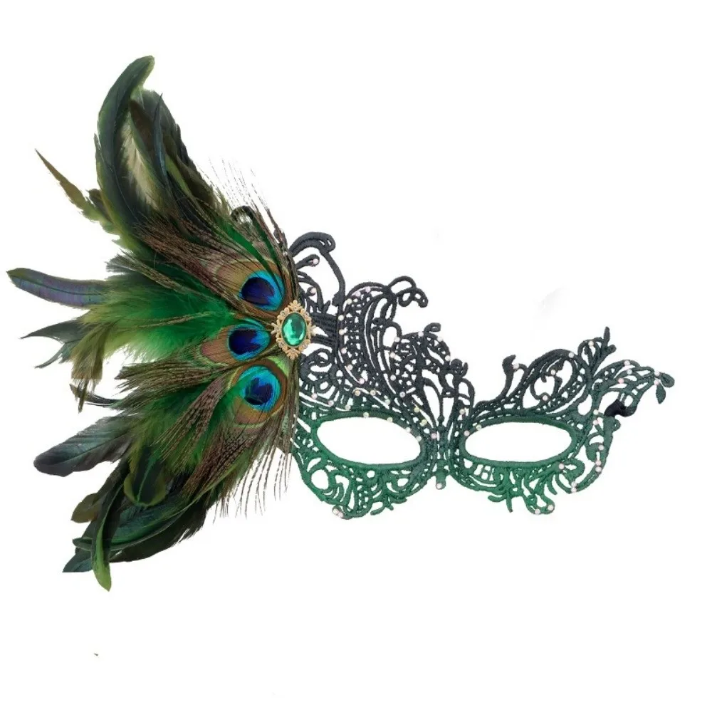 Rhinestone Half-Face Lace Mask Seductive Style Cosplay Masquerade Mask Multicolor Masquerade Halloween Festival Party Mask