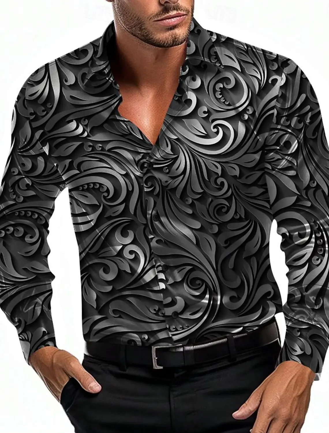 Floral Pattern Fashion Casual Men's Long Sleeve Shirt Formal Shirt Party Evening Summer Spring Autumn Lapel Long Sleeve