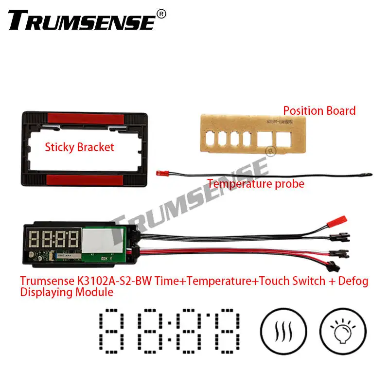Trumsense K3102A-S2-WB interruptor de toque para espelho led inteligente única tira led escurecimento led espelho tempo temperatura anti-fog interruptor