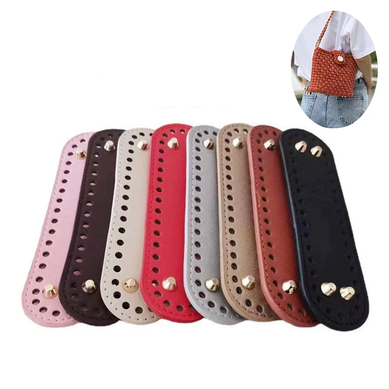 New【1PC Bag Components Long Bottom For Knitted Bag PU Leather Base Handmade With Holes DIY Crochet Accessories】