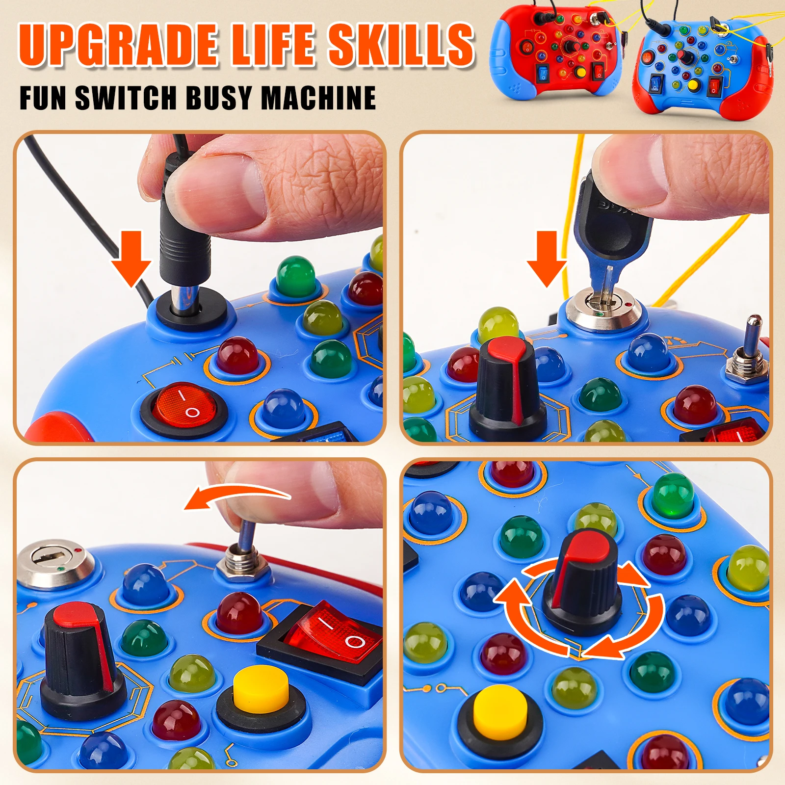 Montessori Busy Board Zintuiglijk speelgoed met LED-lichtschakelaar ControlBoard Reisactiviteiten Kinderspellen voor