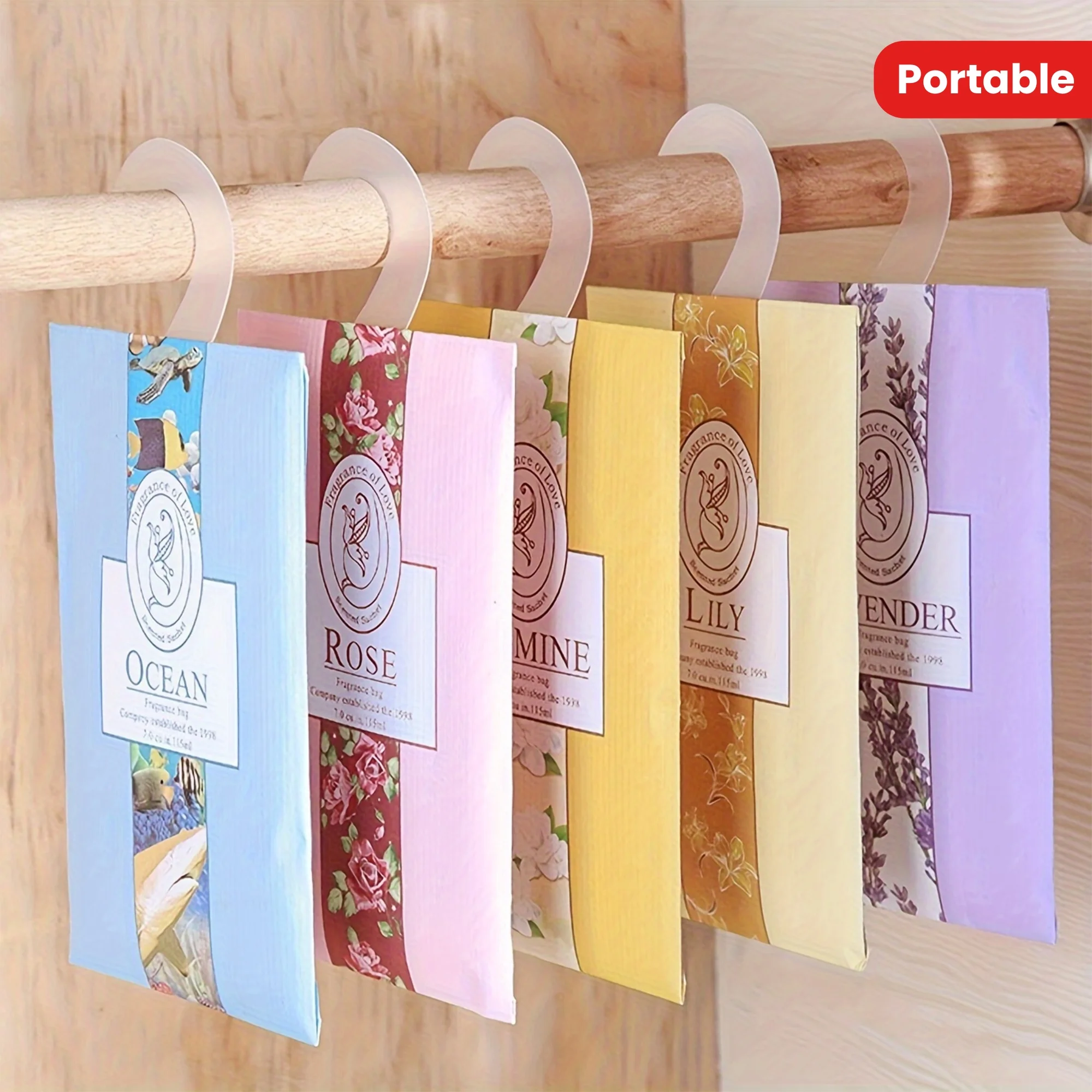 5 Pack Scented Wardrobe Sachets - Odor Eliminating Hanging Bags for Home Apartment Dorm Closet Freshness Portable Air Fresheners