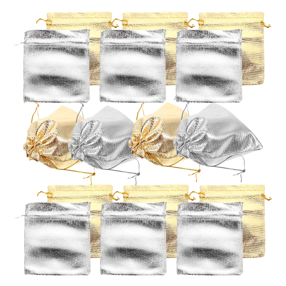 

20Pcs Jewelry Packaging 11x16cm Gold Silver Drawstring Small Craft Bags Multi Function Candy Sachets Gift Wrapping Storage Bags