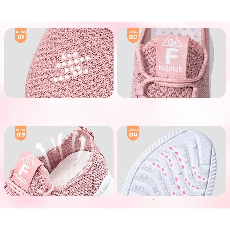 Zapatillas de deporte informales para mujer, zapatos planos transpirables, cómodos, suaves, versátiles, con cordones, a la moda, para correr, Verano