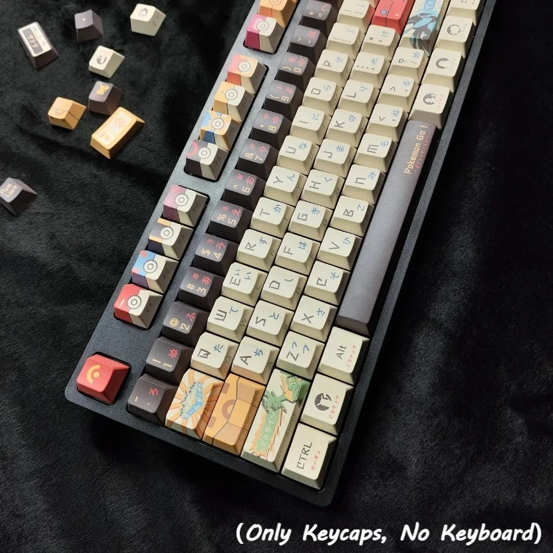 82/130 Keys Pikachu Theme Keycaps Set Mechanical Keyboard PC Accessories PBT Material Cherry Height Heat-sublimation Keycaps