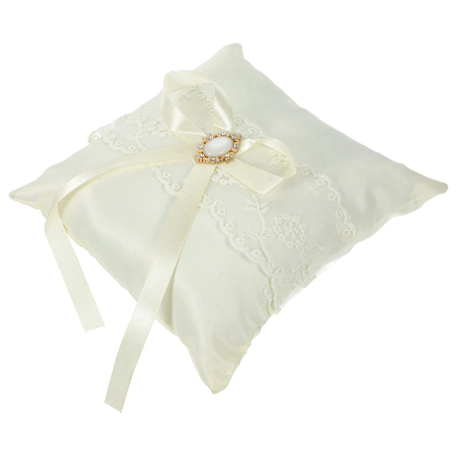 الدانتيل خاتم الزواج وسادة رومانسية اللؤلؤ ديكور زهرة التبعي أنيقة الطرف لوازم الديكور حلقة حامل الوسائد