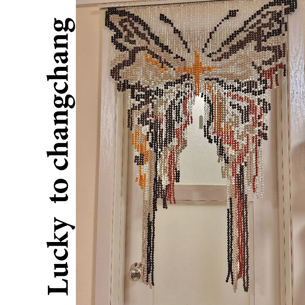 Minimalist style, retro dark butterfly door curtain finished product, entrance decoration