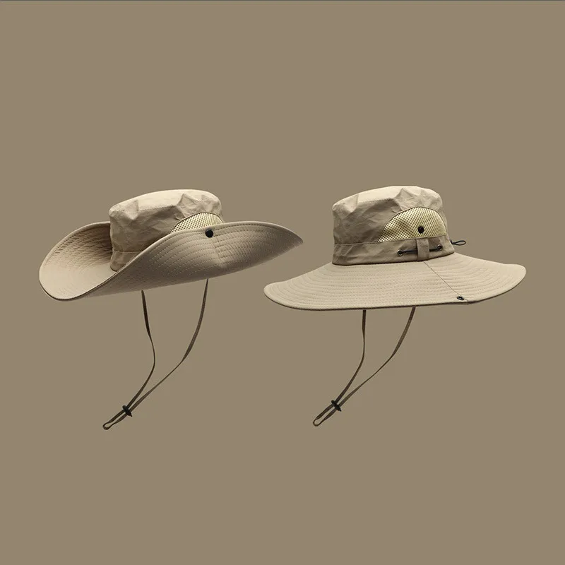 

New Bucket Hat Summer Men Boonie Hat Outdoor Sun Protection Wide Brim Panama Safari Hunting Hiking Fishing Sun Hat