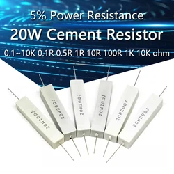 2PCS 20W 5% Cement Resistor Power Resistance 0.1R-10K 0.47 1 1.5 2.2 2.5 3 4.7 5.1 6 10 22 24 33 47 100 1.8K 2.2K 4.7K ohm