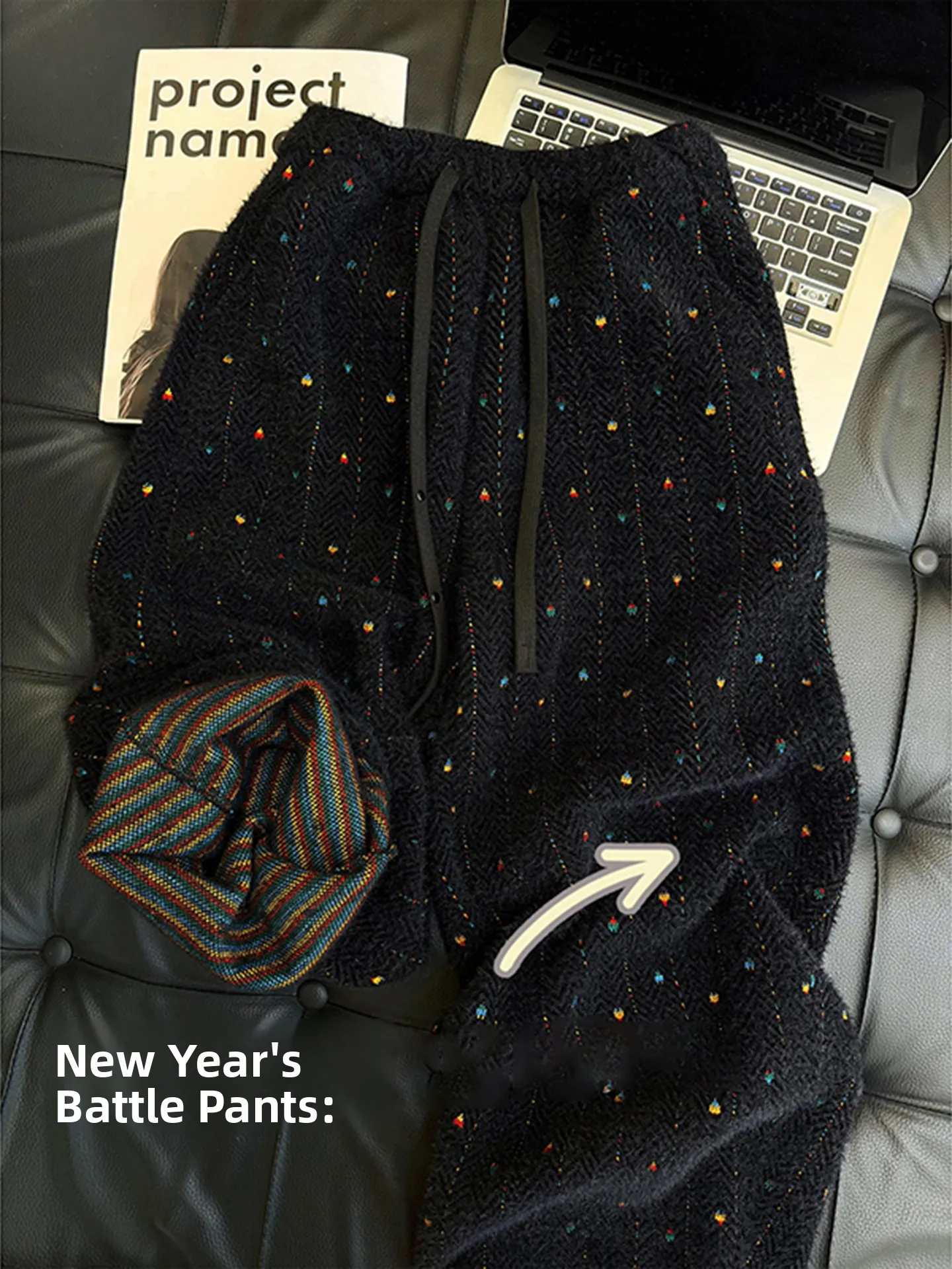 

Утепленные повседневные брюки унисекс с вышивкой радужных звезд, широкие вязаные спортивные штаны, удобные для отдыха, модные