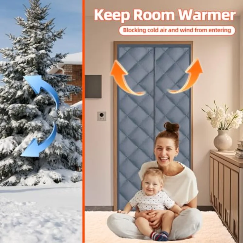 Magnetic Insulation Door Curtain, Winter Warm Blanket Style Door Curtain, Thickened Windproof Automatic Closure