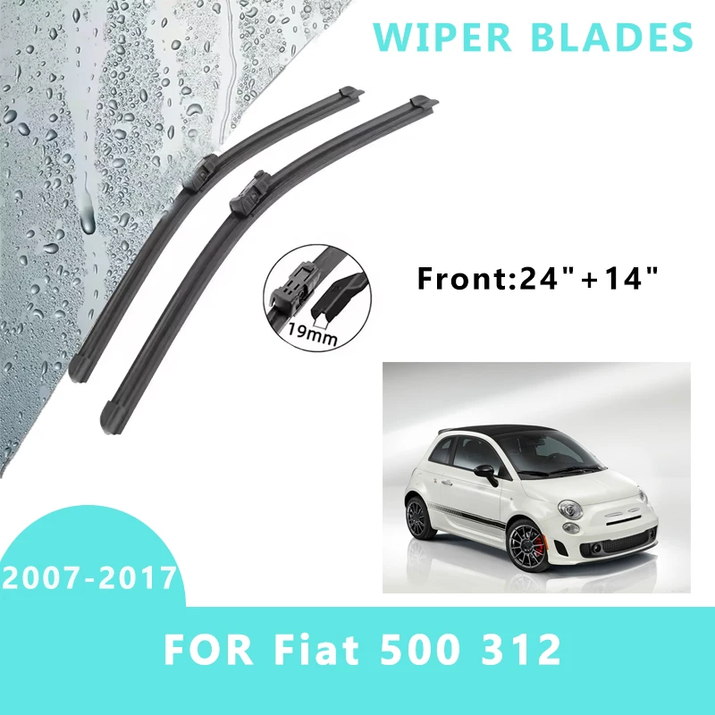 

Car Front Windscreen Wiper Blades Brushes Windshield Window Cutter Accessories 2PCS for Fiat 500 312 2007-2017 24“ + 14”