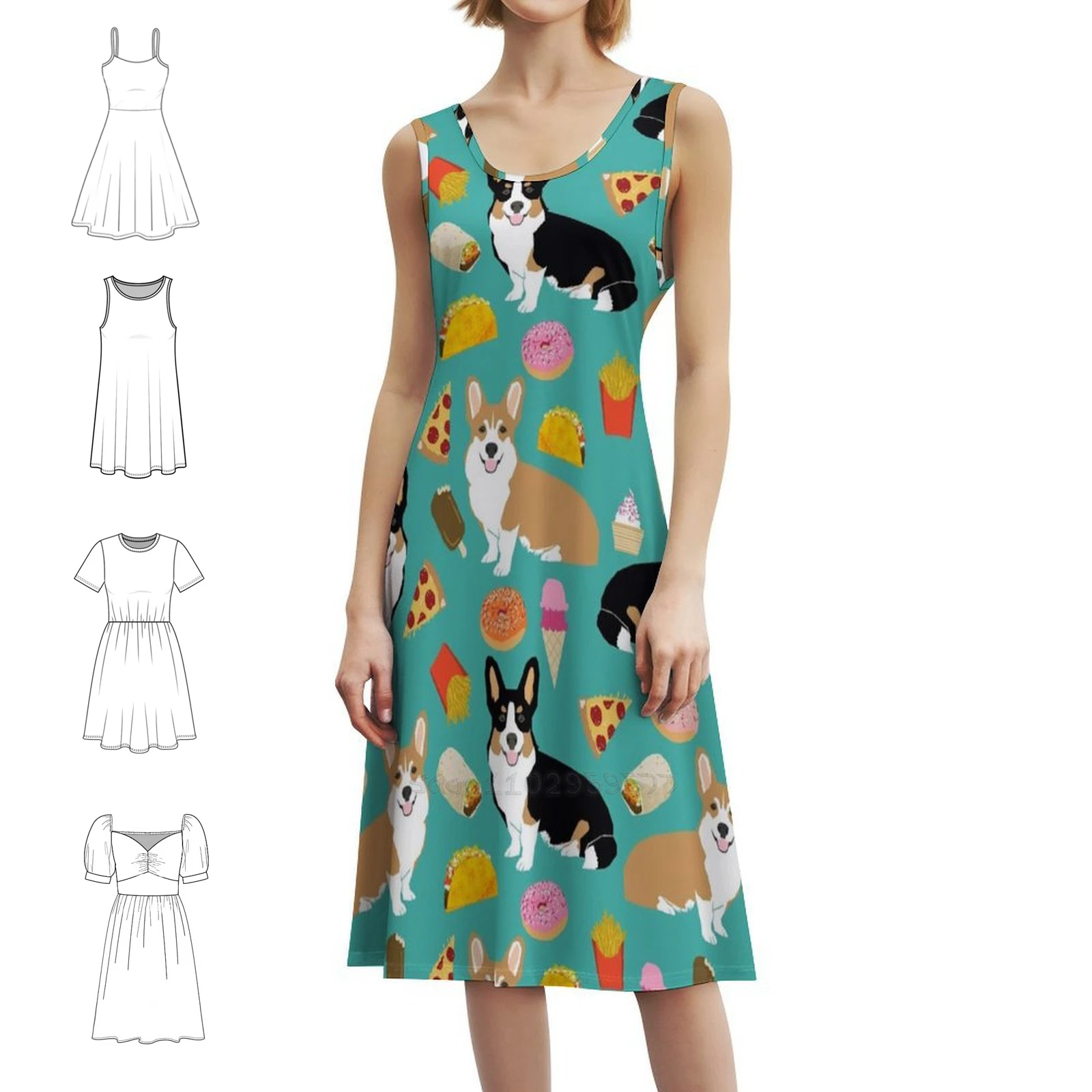 الويلزية فصيل كورجي بيتزا شريحة التاكو الآيس كريم بوريتوس بوهو شيك فستان أنيق موضة الشاطئ حفل زفاف ثوب دونات الغذاء البيتزا