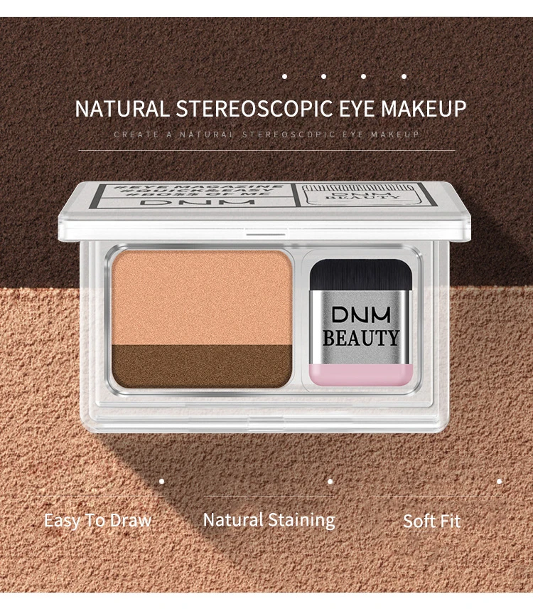 レイジーな2色のアイシャドウトレイ、素早いメイクアップ、簡単な適用、長持ちする防水カラーグラデーションの光沢のあるミニアイシャドウメイクアップ