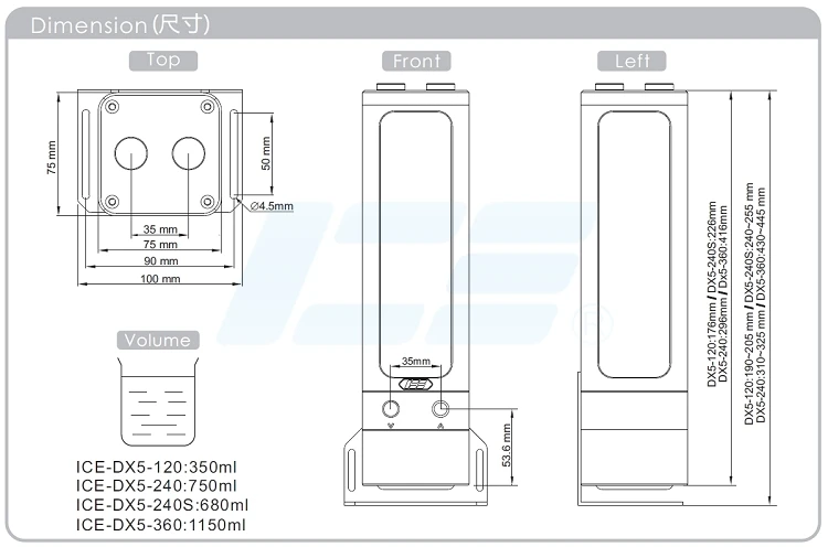 IceManCooler DX5-240S 블랙 수냉 ARGB 물 탱크 지지대, D5 펌프, 브래킷 포함 저수조, + 5V 3PIN AURA 마더보드