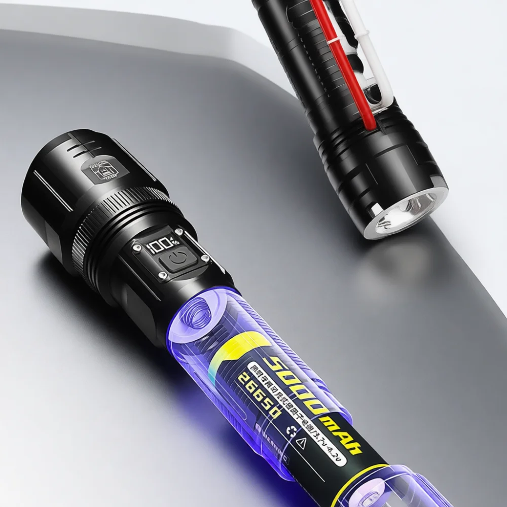 Durable Led Flashlight For Dexu Portable Rechargeable Torchlight Outdoor Searching Camping Hiking Emergency Work Lamp