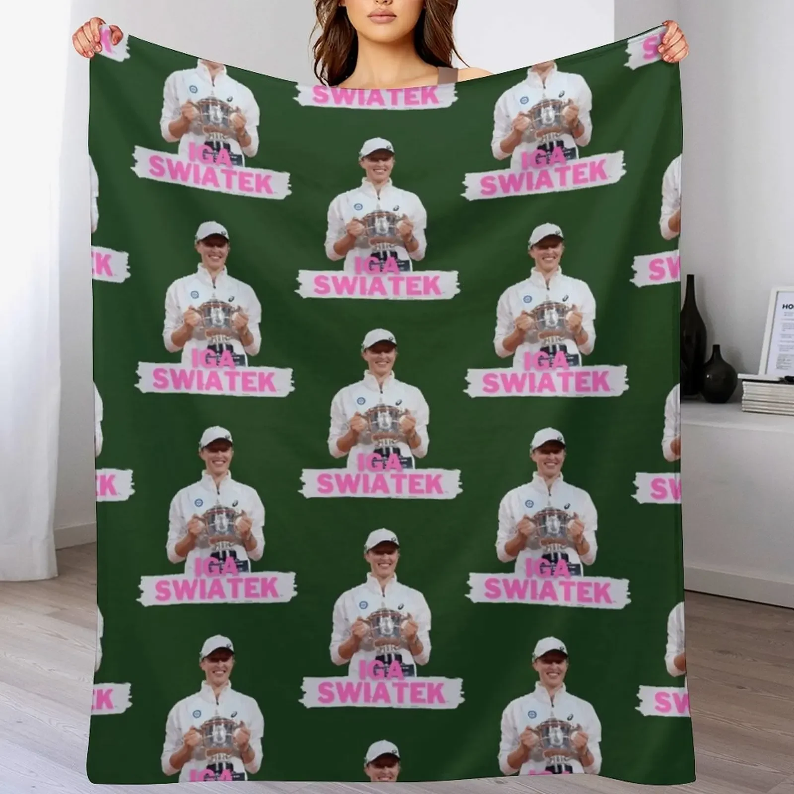 

Iga swiatek with a new grand slam title Throw Blanket Compact Warm Blanket for Car Road Trip