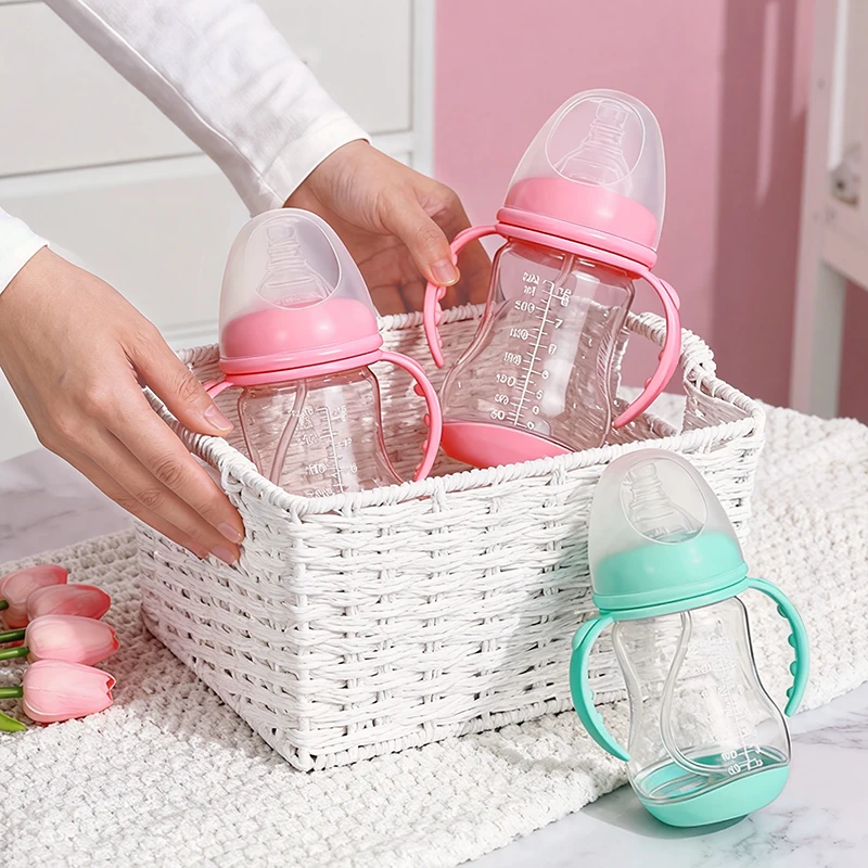 2 قطعة/1 قطعة زجاجة أطفال خالية من مادة BPA، حلمة مثل التصميم، مضادة للسقوط، لمسة طبيعية، مضادة لطي الحلمة، سهلة التنظيف