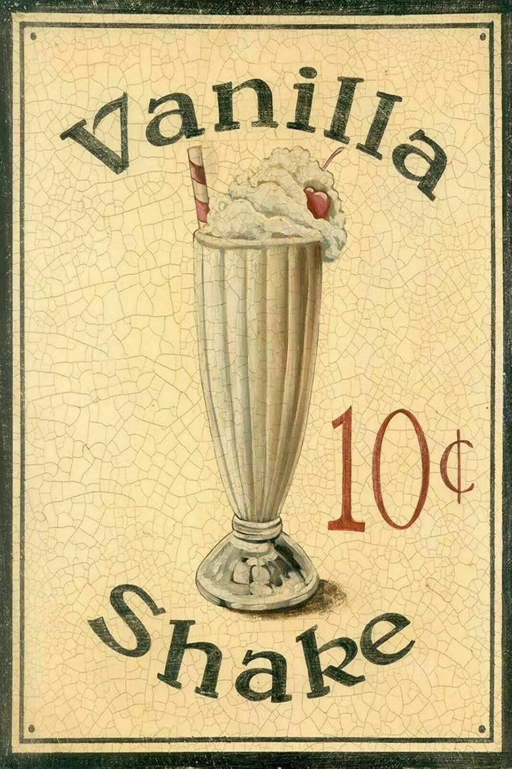 Retro Vintage Vanilla Milk Shake Metal Tin Sign Home Bar Cafe Retaurant Wall Decor Signs 12x8inch