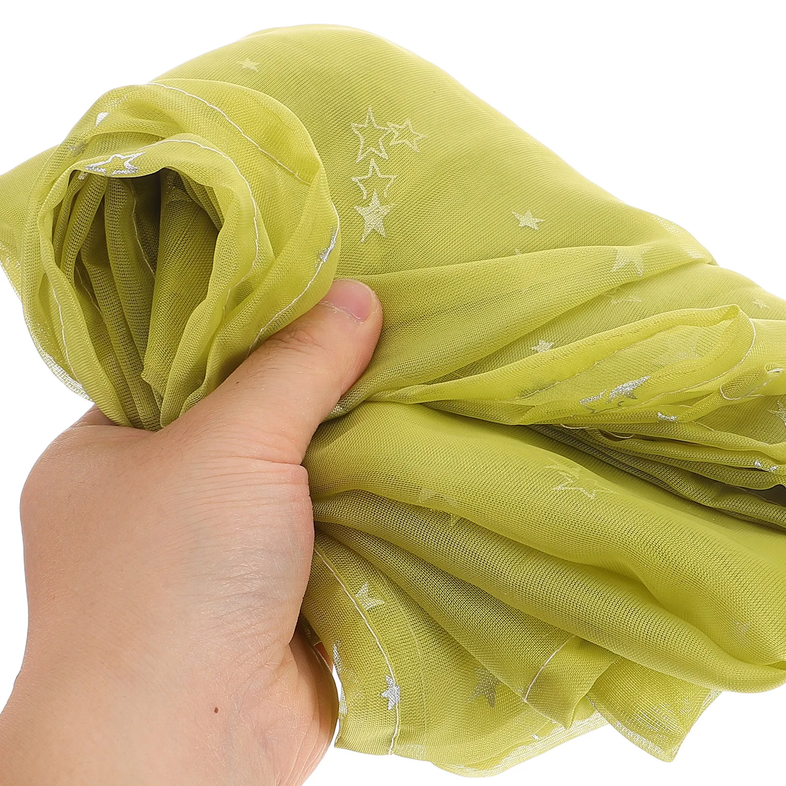 Silver Star Foil Sheer Curtains Green Size 100x270cm Romantic Voile Window Drapes for Bedroom Kids Room Window Screening Star - view 3