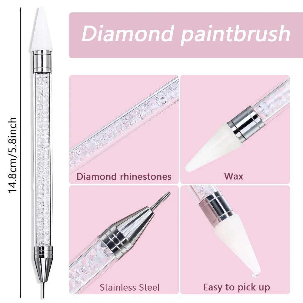 1Pcs Double Head Nail Art Dotting Pen Picking Up Rhinestones Gems Wax Pencil Crystal Handle UV Gel Brush Manicure Painting Tool image 5