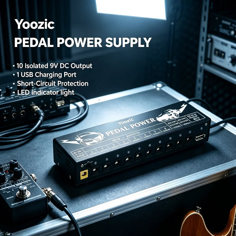 Clefly Guitar Effector Pedal Power Supply 10 Isolated DC Output 9V 12V 18V Source Effect Pedalboard 1 USB Port For Cellphone