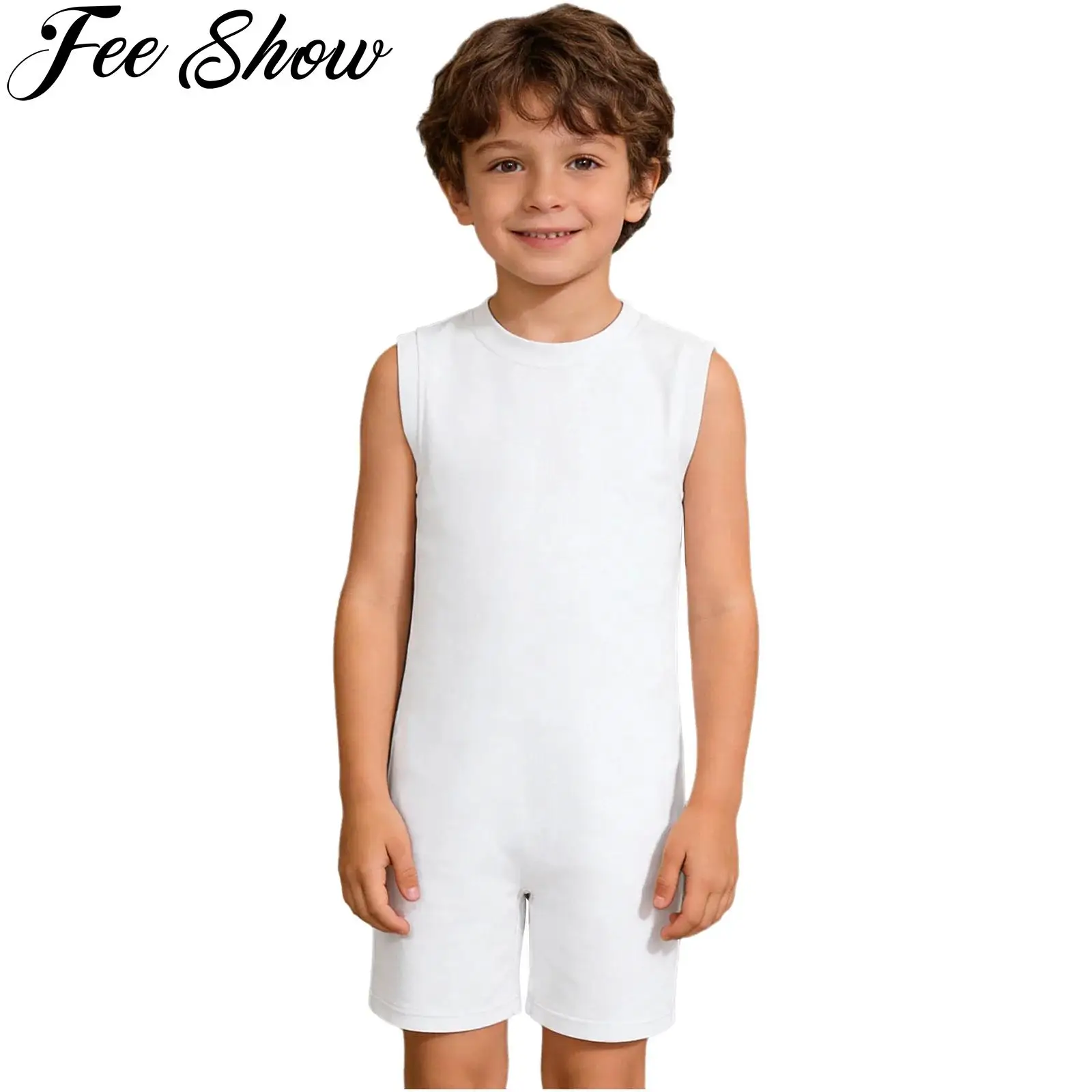 Children Special Needs Adaptive Clothing Round Neck Sleeveless Back Invisible Zipper Anti-Strip Jumpsuit Cotton Short Rompers