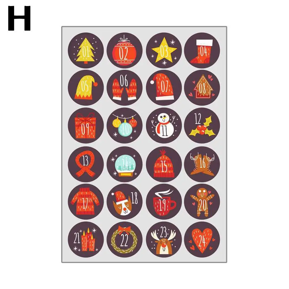 Merry Christmas Gift Stickers Advent Calendar Number Paper Tools Multi-function Labels Gift Decor Crafts Stickers Packaging R3d9