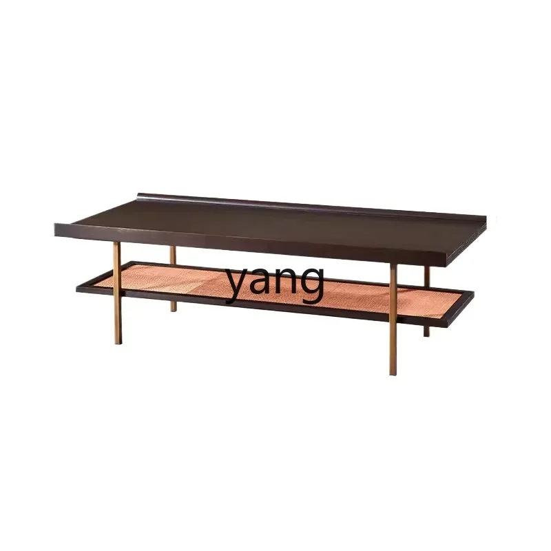 

CX retro old wabi-sabi wind solid wood oak rattan coffee table