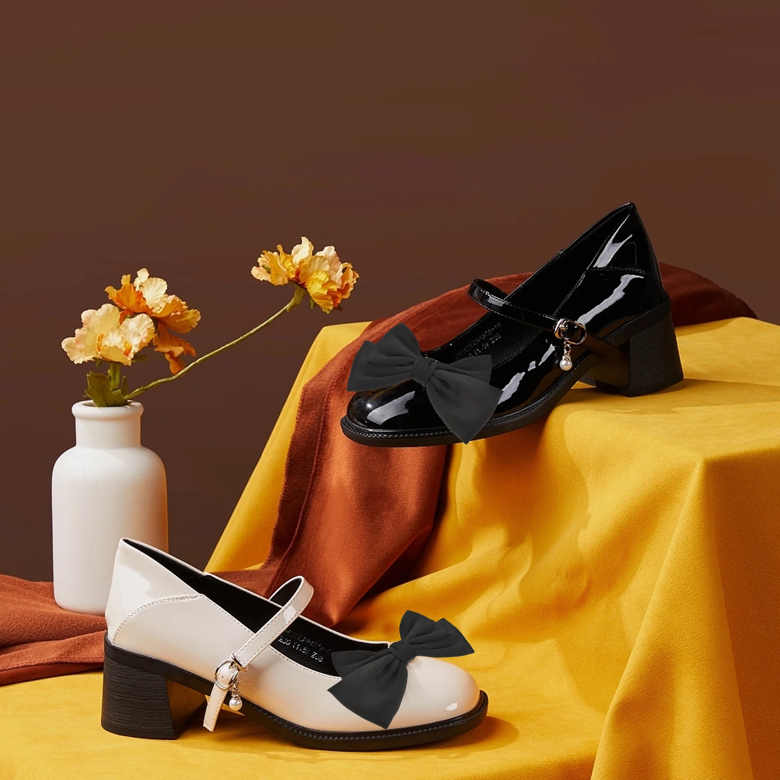 

1Pair Vintage Shoe Clips Bow Shape Fabric Shoe Buckles Bridal Wedding High Heel Flats Accessories Durable Reusable