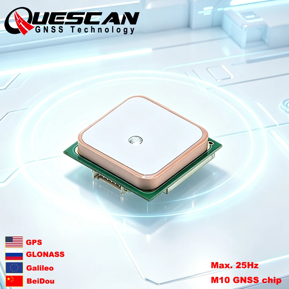 QUESCAN G10A-F30 M10 GNSS Module GPS  Galileo GLONASS BeiDou QZSS SBAS Receiver ublox10 UBX-M10050-KB for ESP32 Arduino NMEA UBX