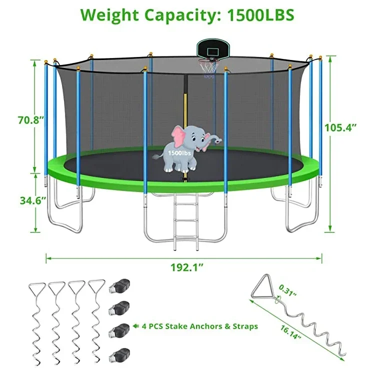 High Sales Cheap 6-16Ft Outdoor Family Yard Big Kids Jumping Trampoline Jumping Bed Trampolines