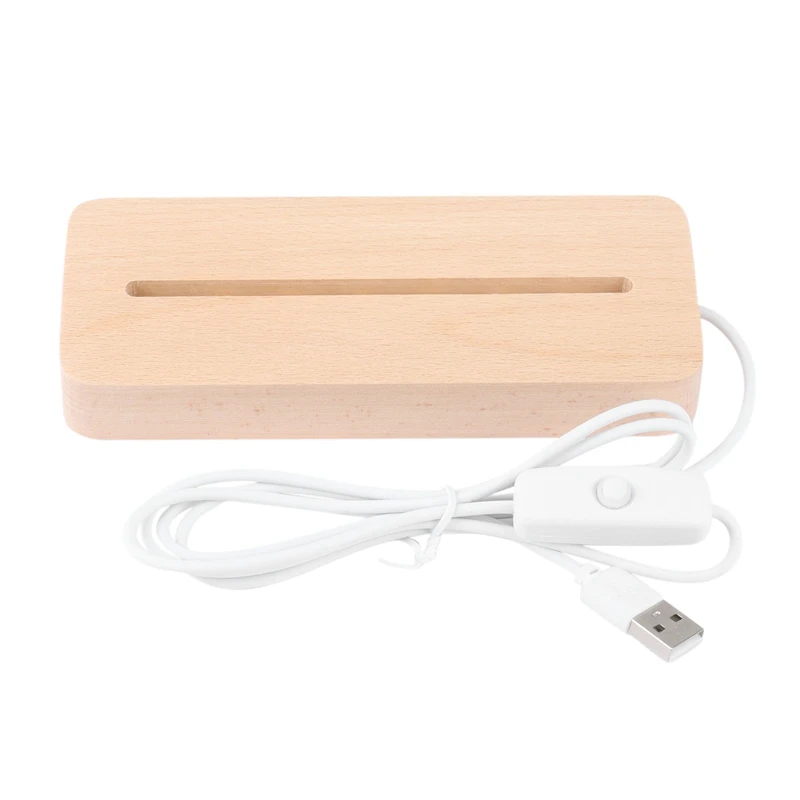 Base de luz rectangular de madera, base de madera, base de luz LED de madera, soporte de exhibición giratorio, base de lámpara