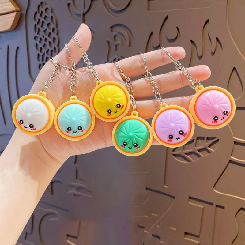 6/18pcs Cute Dumpling Keychains Ornaments Mini Baozi Pendant Gift Set for Prizes Bag Filler Backpack Charm Decor Random Colors