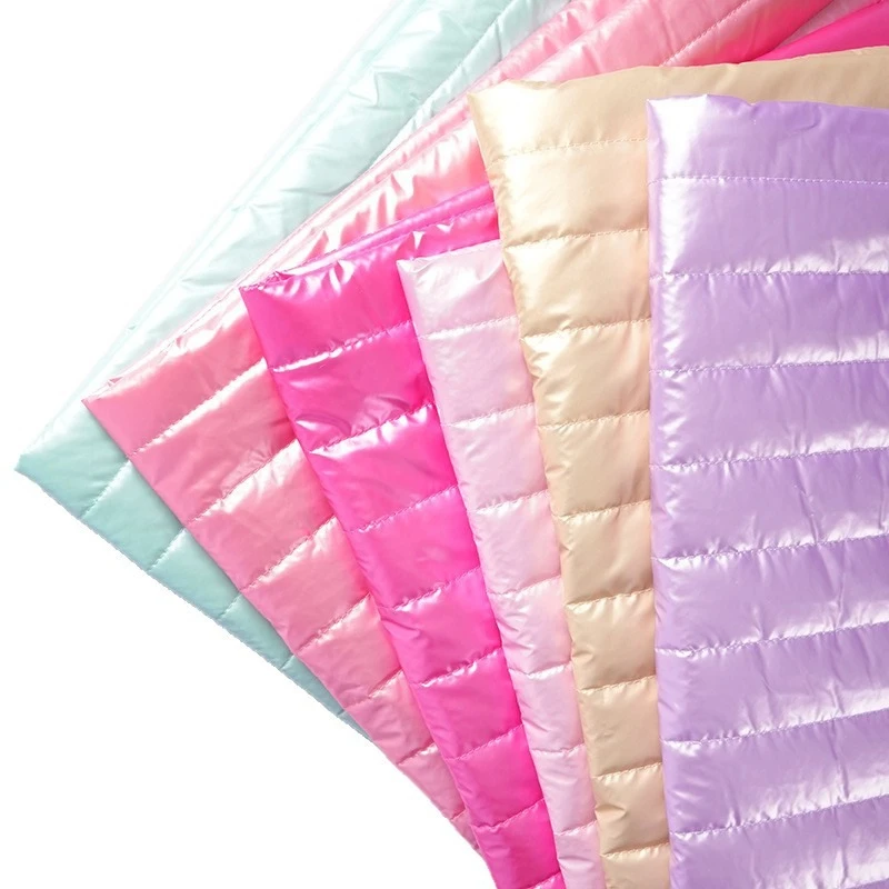 

1meter PU Polyester Embroidered Fabric Striped Quilted Cotton-padded Waterproof Cotton Fabric for DIY Sewing Cosmetic Bag