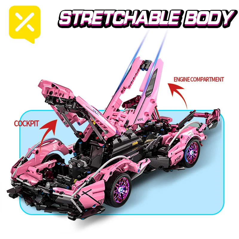 ToylinX Supercar Building Block Toy 1:14 Optional Power Group 14+ Technology Design Christmas Gift for Adults and Kids With Box