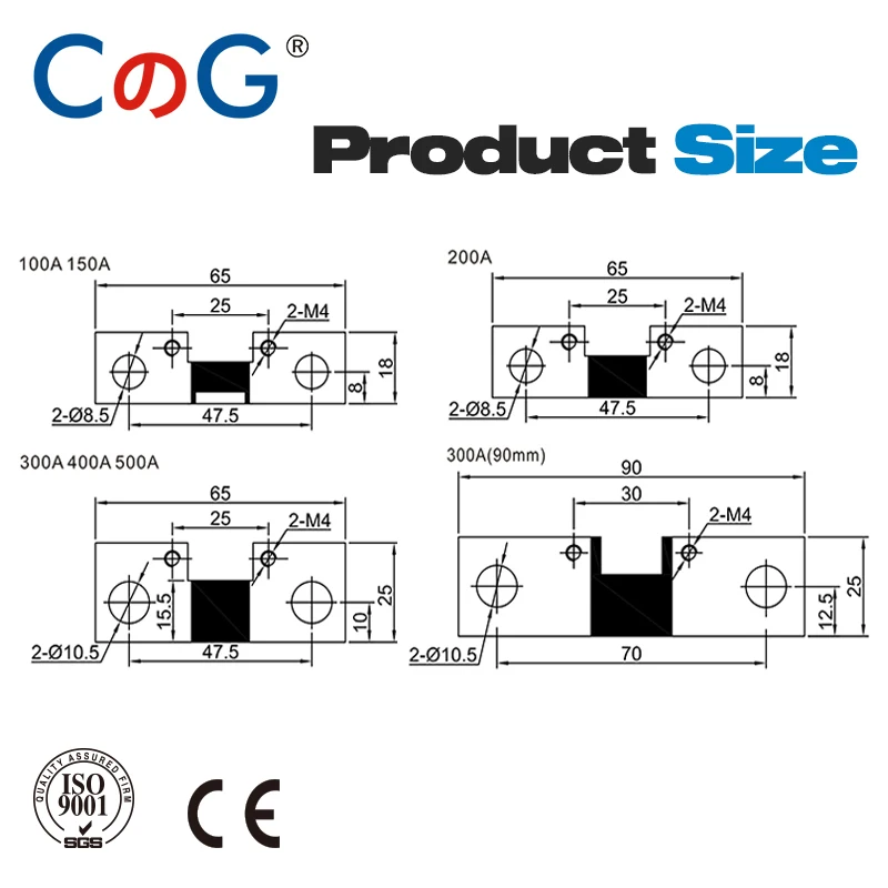 CG FL-P-derivación personalizada, 1%, 100A, 75mV, Ohm integrado en PCB, 150A, 200A, 300A, 400A, 500A, atado a la resistencia de cobre de masa,