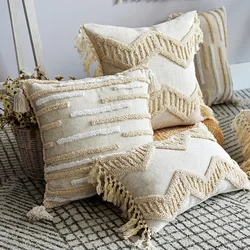 30x50/45x45CM Moroccan Style Throw Pillow Cover Tassel Ethnic Stamping Waist Cushion Cover Decor Home Decorative Pillowcase