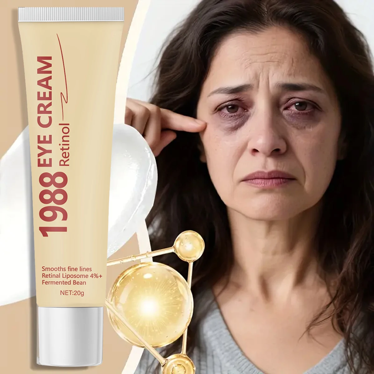 Crema contorno occhi al retinolo 1988 con liposomo retinale al 4% e fagioli fermentati - Leviga le linee sottili per una pelle elastica e liscia