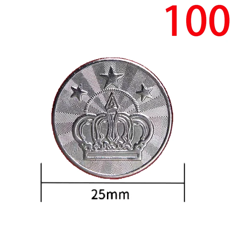 100 stücke Edelstahl 23/24/25mm Tokens Crown Design Arcade münze Für Münzprüfer Arcade Spiel Kran klaue Automaten