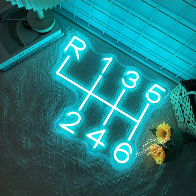 Neon Sign Car Gearbox Neon Night Light Manual Gearbox Design Gifts for Wall Decor Man Cave Garage Shop Decor Signboard Neon