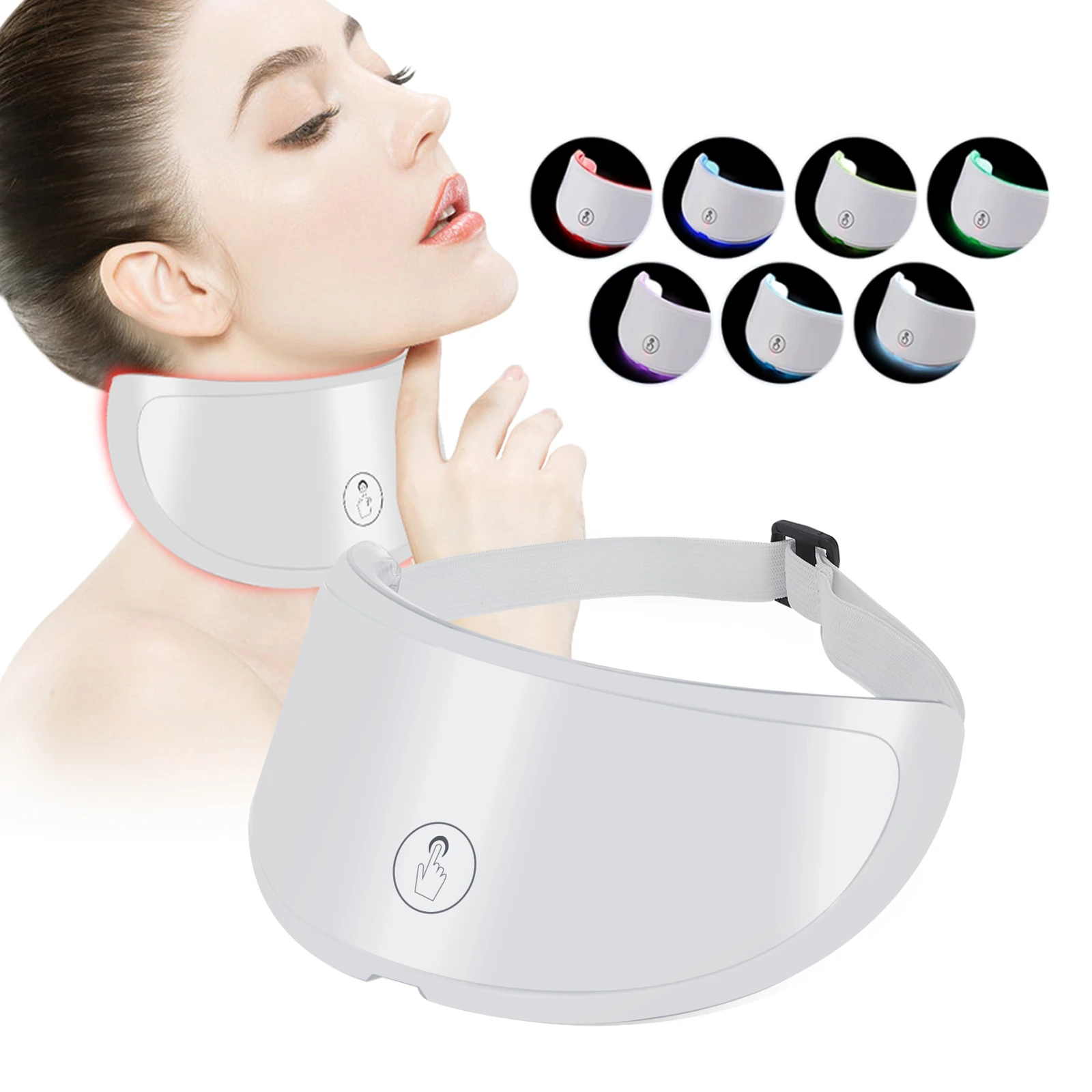 Dispositivo de belleza para el cuello, máscara de estiramiento del cuello, fotón LED, antienvejecimiento, ilumina la piel, masajeador Facial, cuidado de la piel del cuello