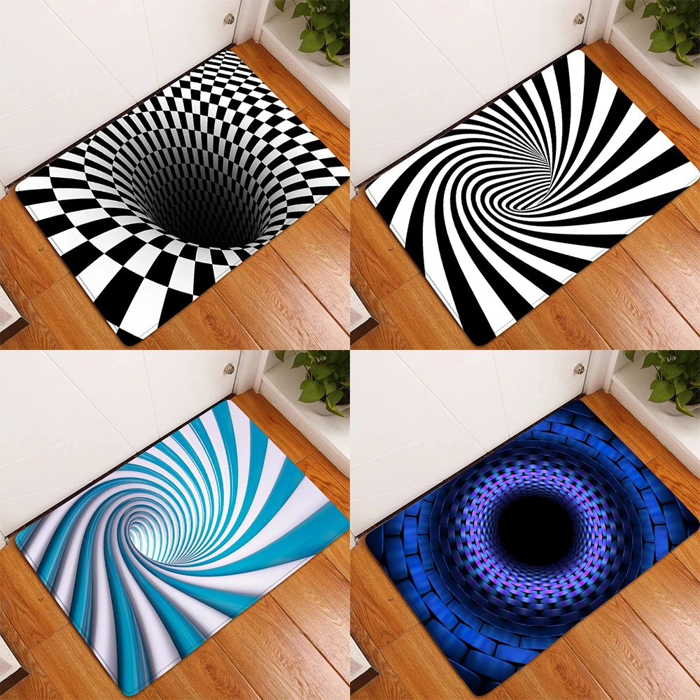 Swirl illusion pattern carpet living room entrance entrance floor mat home decoration bathroom kitchen absorbent door mat