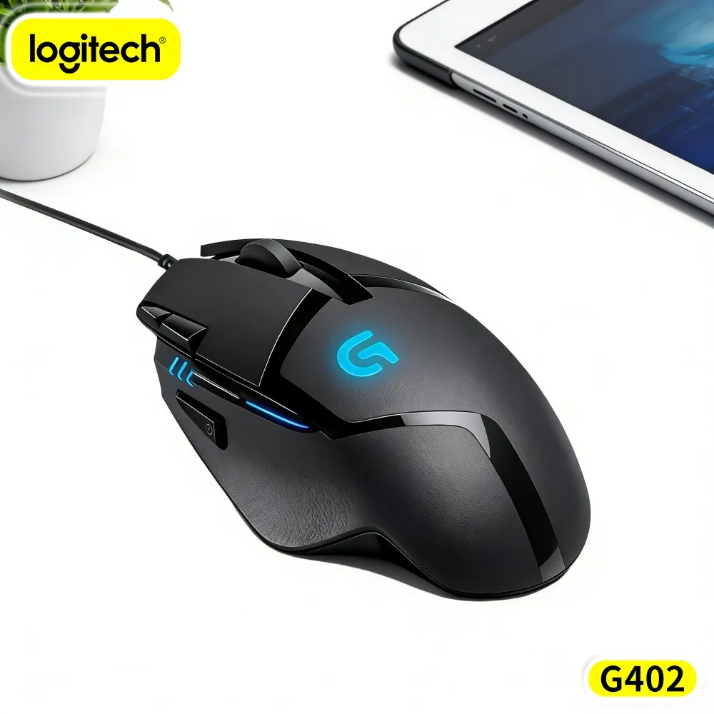 Logitech G402 Gaming Mouse 8 Programmable Buttons 4 DPI Modes 32-Bit ARM Processor 500+ IPS Anti-Slip Grips