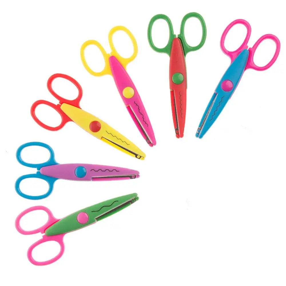 Wavy Pattern Minimalistic Lace Scissors Candy Color Stainless Steel Stationery Scissors Small Round Head Multifunctional